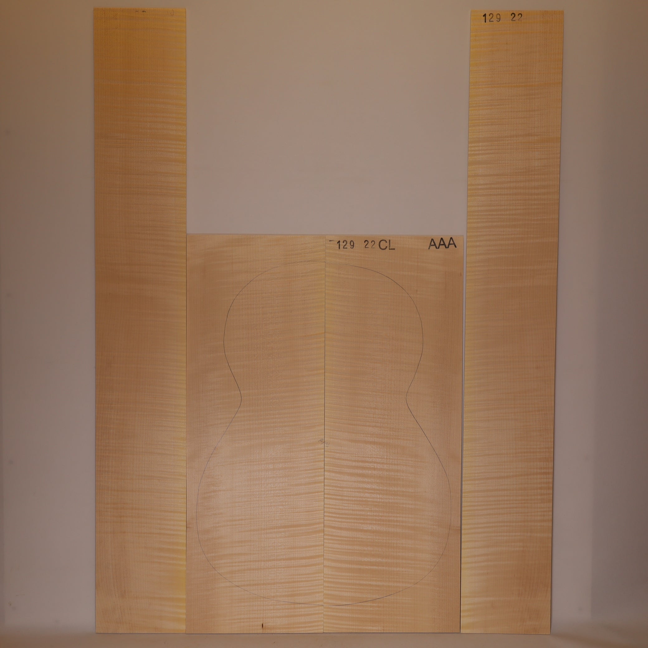 Ahorn Set (Boden/Zargen) für klassische Gitarre AAA (Nr. 2020)