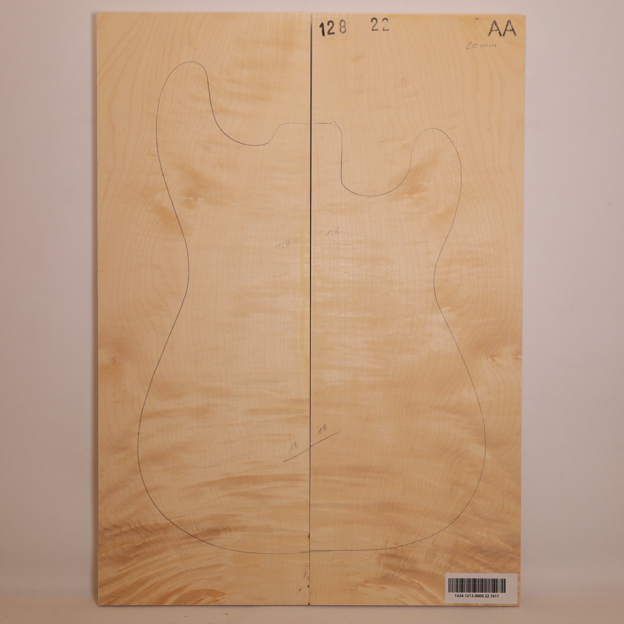 Maple Carved Top 2-piece for Electric Guitar AA (no. 1611)