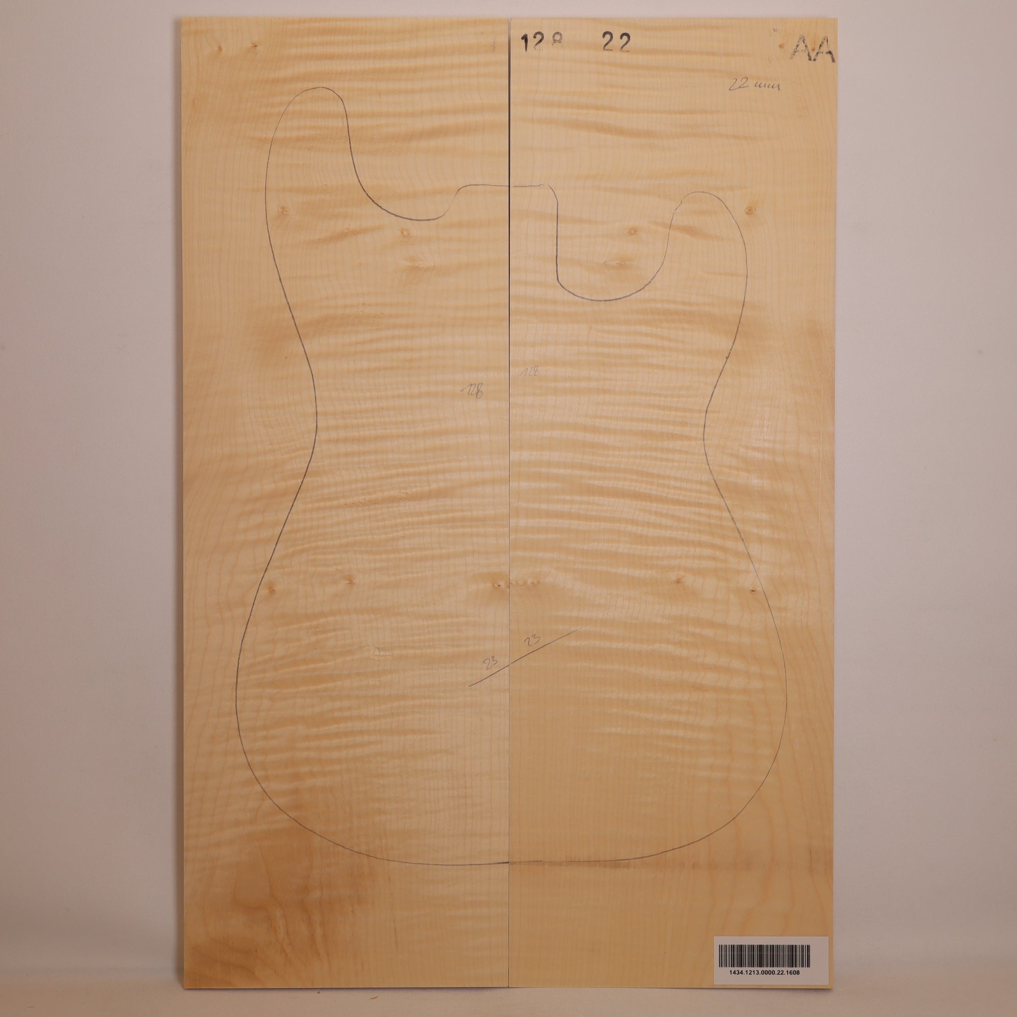 Maple Carved Top 2-piece for Electric Guitar AA (no. 1608)