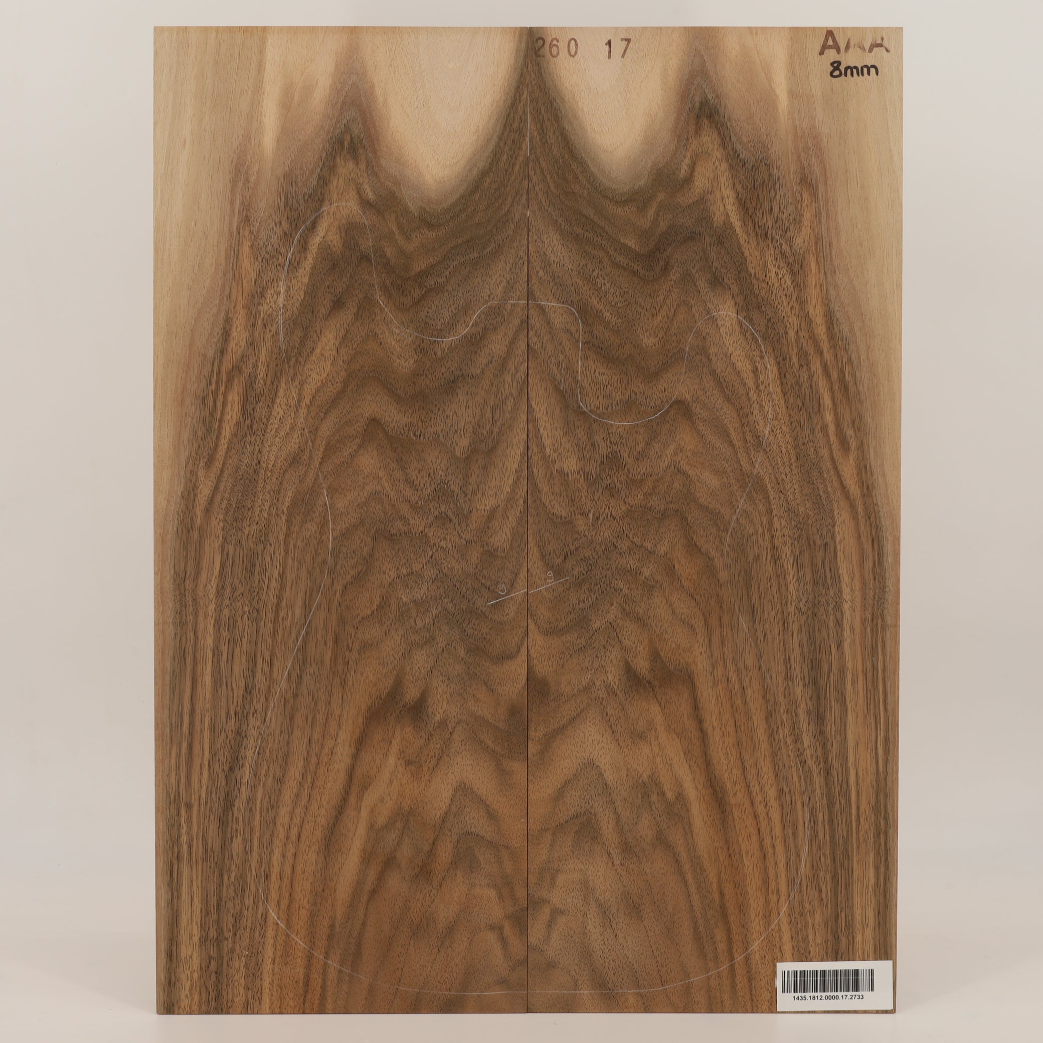 Walnut Drop Top 2-piece for Electric Guitar AAA (no. 2733)