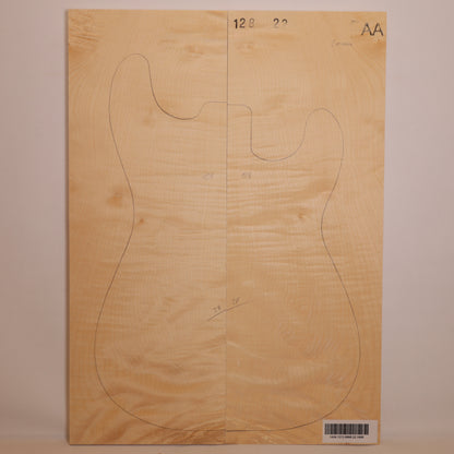 Maple Carved Top 2-piece for Electric Guitar AA (no. 1609)