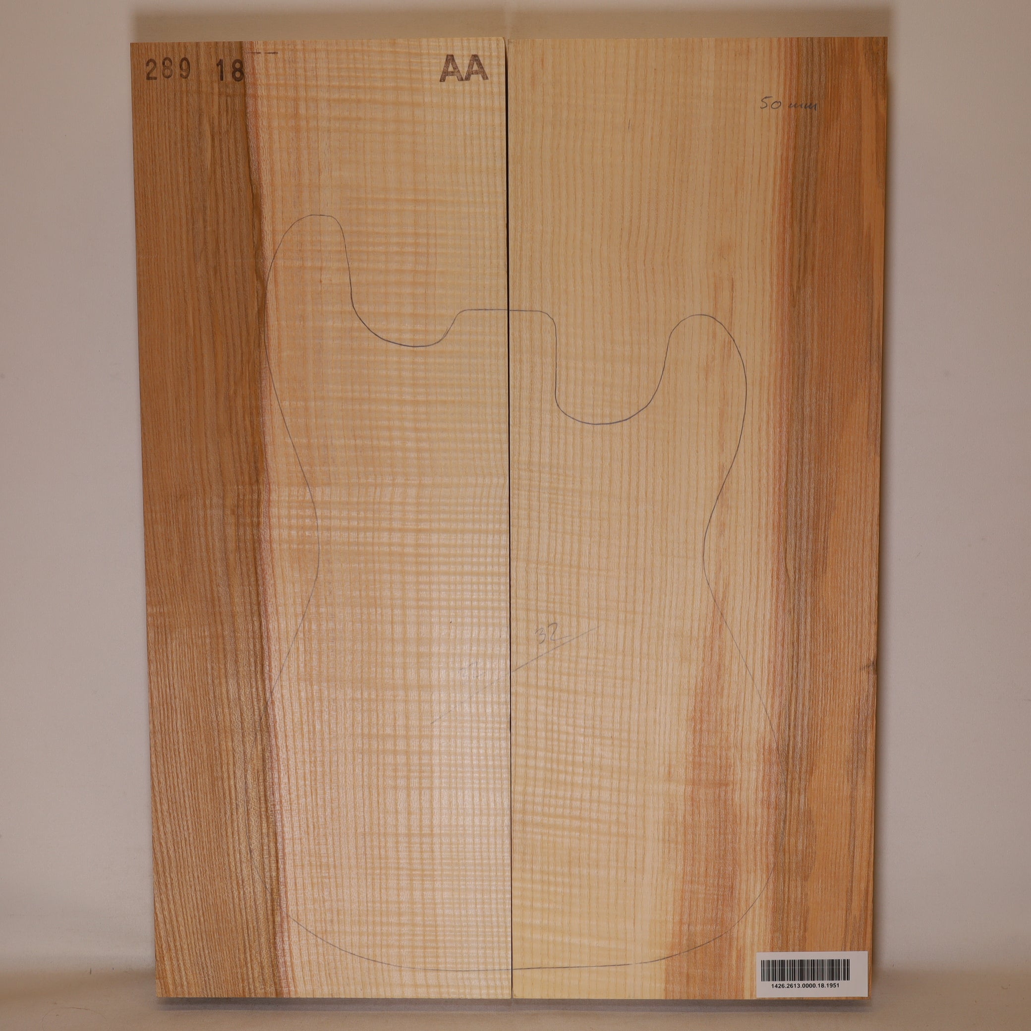 Esche Body 2-teilig für E-Gitarre AA (Nr. 1951)